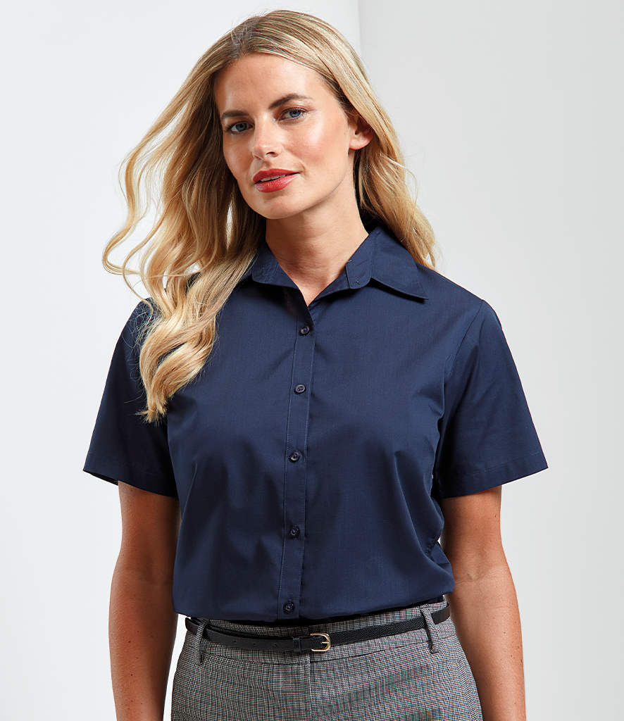 Ladies short sleeve poplin shirt - Poppy Shed Fabrics