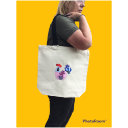 Pink chicken canvas tote bag