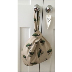 Peacock print Japanese knot bag