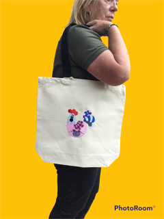 Pink chicken canvas tote bag